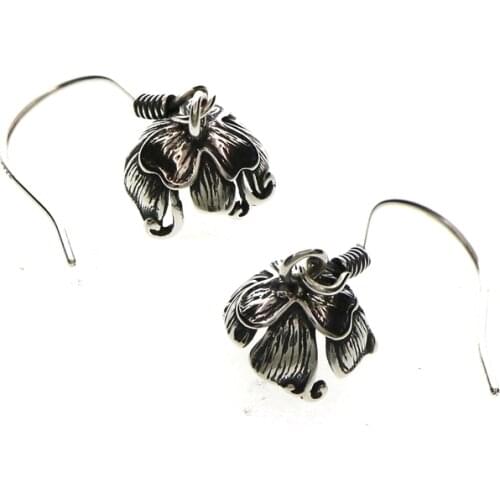 7-8MM Beads Cap Antiqued Style Solid 925 Sterling Silver Hooks Earrings Settings DIY Supplies 1702188