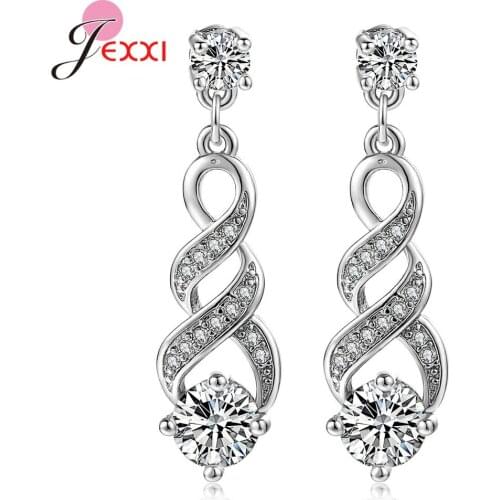 Luxury 925 Sterling Silver AAA Cubic Zircon Big Long Drop Earring For Women Fashion Bridal Wedding Dangle Jewelry Accessory