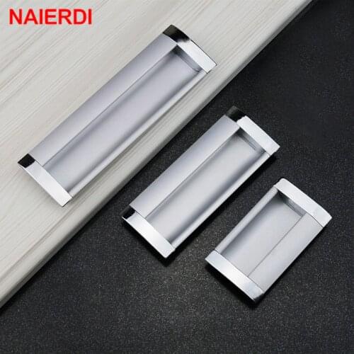 NAIERDI Aluminum Alloy Casting Modern Embed Knobs Kitchen Cabinet Cupboard Door Drawer Handles Wardrobe Hidden Pulls Furniture