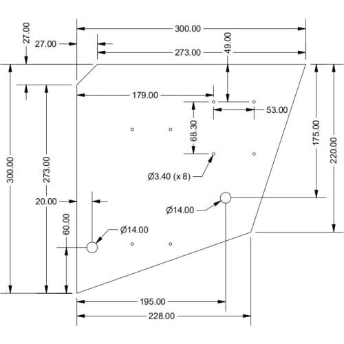 Medium-density fibre (MDF) board 9x300x300mm for RS-CNC32