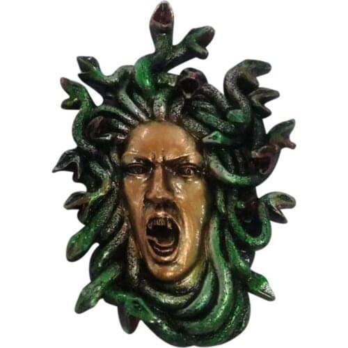 Medusa Head of Snakes Statue Gothic Wall Decor Resin Sculpture Gothic Serpents Medusa Head Wall Plaque Decoration Statue Bronze