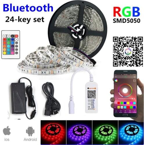12V led strip light Bluetooth With 24 key controller SMD 5050 leds waterproof neon lamp RGB lights tape 5M 300LEDs/roll for room