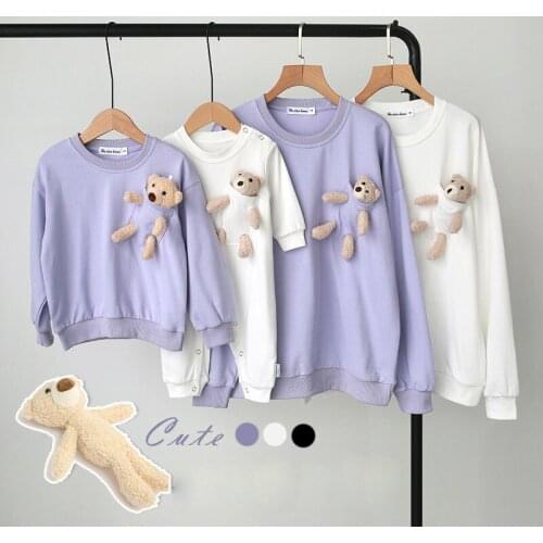 2021 New Family Sweatshirts Clothes Autumn Baby Bodysuit with Bear Mother Kids Long Sleeve Hoodies Family Matching Outfits