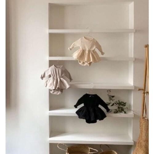 2020 Japan Korea Spring and Autumn Baby Knitted Lace Stitching One-Piece Long-Sleeved Romper Baby Bodysuit Romper