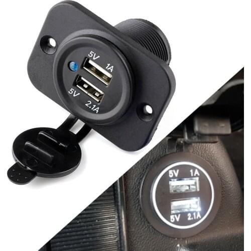1 Pcs 12V Universal Dual USB Adapter Charger Waterproof Power Outlet 1A & 2.1A For Car Boat Motorcycle For Phone GPS iPod Etc