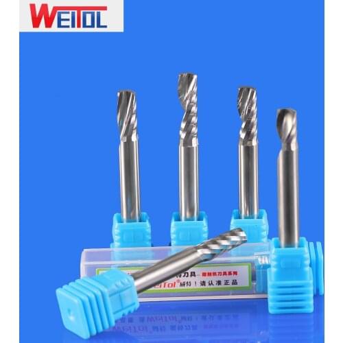 WeiTol 1PCS N 6MM Single Flute Spiral Carbide CNC Router Bits Milling Cutter CEL 22MM