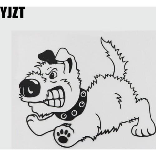 YJZT 14.5CMX11.9CM Cartoon Angry Dog Cool Decal Vinyl Car Sticker Black/Silver 8A-0564