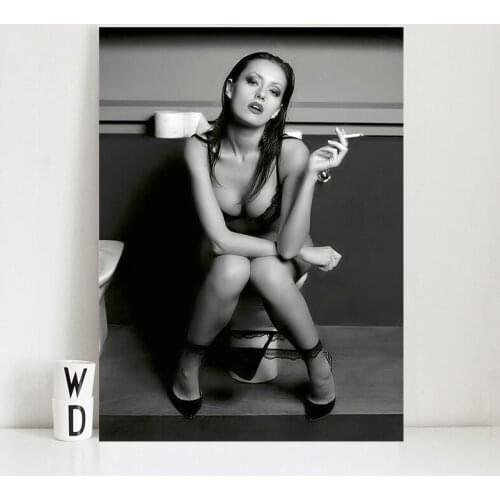 Woman on toilet Performance Art Decorative Paintings Creativity Aisle Wall Prints Poster One Piece Figure Canvas Painting