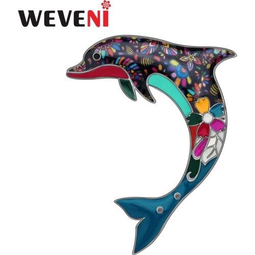 WEVENI Enamel Alloy Ocean Dolphin Brooches Cute Animal Pin Jewelry For Women Girls Teens Scarf Clothes Decorations Gift 2019 New