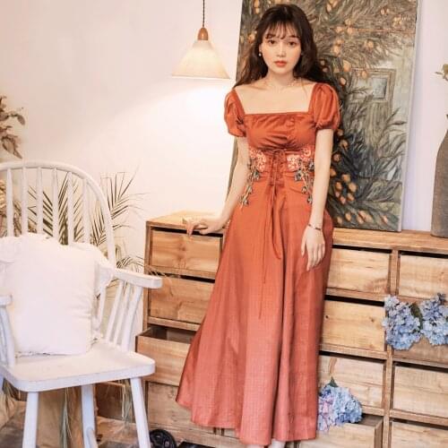2019 new fashion womens dresses Pop dress summer temperament slim retro French