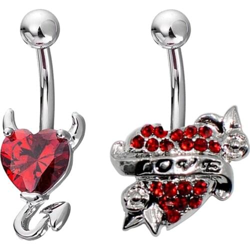 1pcs CZ Gem Surgical Steel Love Heart Shape Ear Belly Piercings Navel Belly Button Ring Fashion Woman Sexy Body Piercing Jewelry