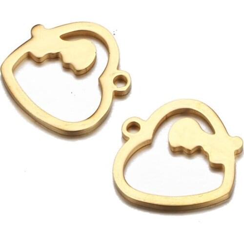 10pcs/Lot Stainless Steel Heart Shaped Boy DIY Charms Pendants for Making Necklace Bracelet Accessories 15*15mm