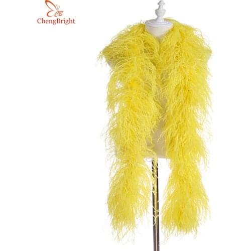 2 Yards fluffy Yellow ostrich feather boa skirt Costumes/Trim for Party/Shawl/Craft feather boa in wedding decorations