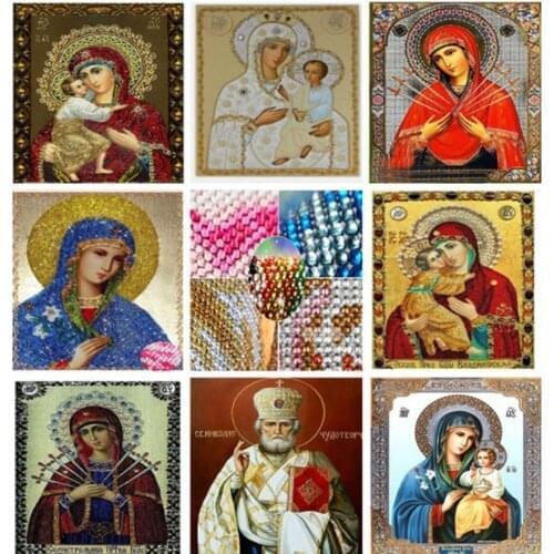 2018 5D Crystal Round Diamond embroidery Icon People Religion DIY Diamond Painting Rhinestone Mosaic Sticker Decor painting gift