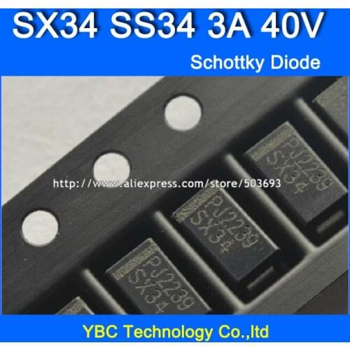 500pcs/lot SX34 SS34 3A/40V SMA 1N5822 Schottky Diode