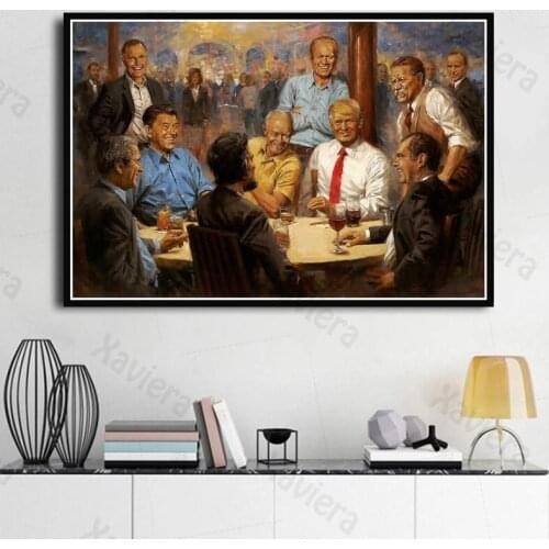 American President Donald Trump Meeting Canvas Painting Portrait Art Poster On The Wall Creative Picture Home Decor Living Room