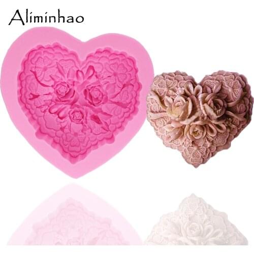 B0274 Big love heart shape flower Resin Clay Soap Mold Sugarcraft Silicone mould chocolate fondant cake decorating tools