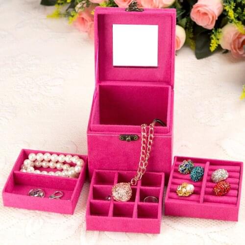 BC653 Creative Cube Jewelry Box makeup organizer necklace/earring Stud Collection Portable travel Jewellery boxes Gift for girl