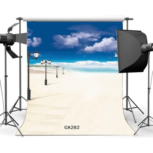 Seamless Photography Backdrops Seaside &Ocean Sandy Beach Blue Sky White Cloud Scene Summer Holiday Portraits Photo Background