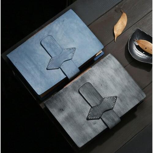 A5 A6 Cowhide Fog Wax Notebook Office School Travel Record Book Hand-Stitched Simple Personal Diary Graduation Gift Notepad