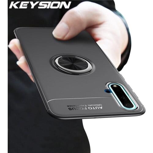 KEYSION Phone Case for Huawei Nova 5 Pro Finger Ring Magnetic Bracket Soft TPU Back Cover For Huawei P20 Lite 2019 Nova 5i Case