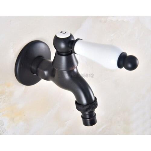 Black Oil Rubbed Bronze Wall Mounted Ceramic handle Basin Faucet Washing Machine Faucet tav342