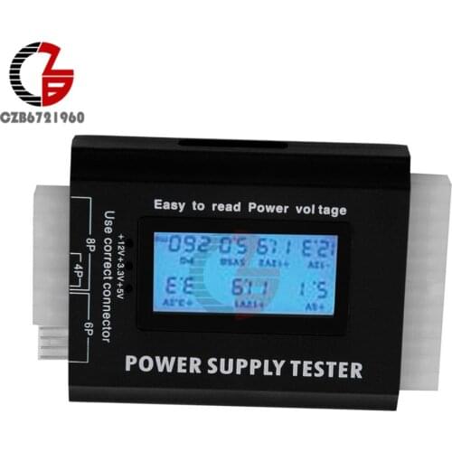 Digital LCD Display PC Computer 20/24 Pin Power Supply Tester Checker Power Measuring Diagnostic Tester Tools