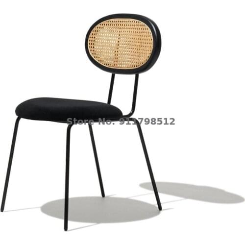 Designer rattan dining chair home simple creative backrest makeup chair nordic retro homestay leisure art chair
