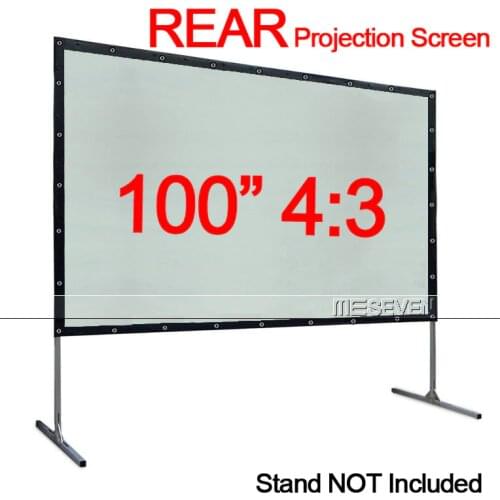 100 Inches 4:3 PVC Fast Fold Rear Projection Screen for 3D HD LCD LED DLP Movie Projector with Black Borders without Frame