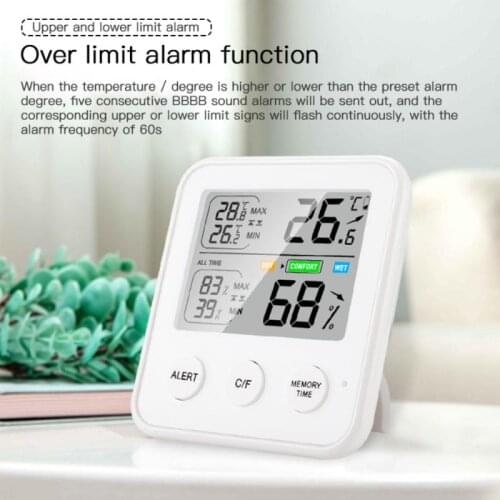 1PC LCD Electronic Digital Temperature Humidity Meter Thermometer Hygrometer Indoor Outdoor Weather Station Clock Humidity Gauge