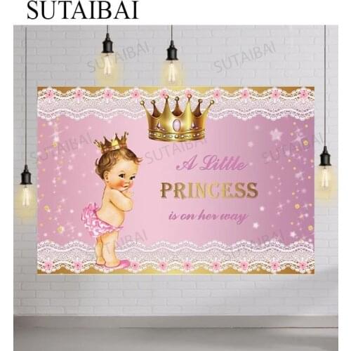 Princess Birthday Photocall Lace Stars Glitters Crown Custom Photo Photography Background Photographic Backdrop for Photo Studio