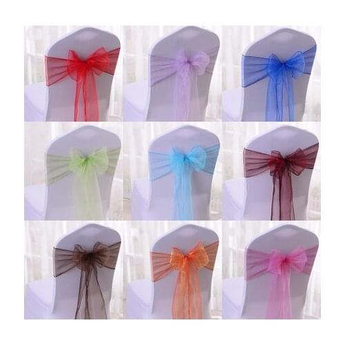 HOT 25PCS 18CM*275CM Teal Blue Organza Chair Sashes Wedding Party Banquet Bow Cover Chair Decoration Supplies -SASH