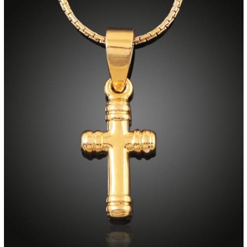 Classic Copper Titanium Alloy Religious Mini Cross Pendent Necklace for Christian Women Men Girls Collar Jewelry Gift Wholesale