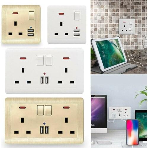Square hole three hole socket USB socket panel British switch has USB standard good with string conductivity charger O0H8