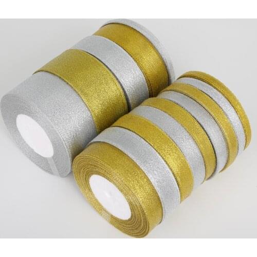 Width 7mm 25 Yards/Disc Gold&Silver Velvet Ribbons Velour Webbing Headband Hair Band Accessories Lace Fabric Party Production