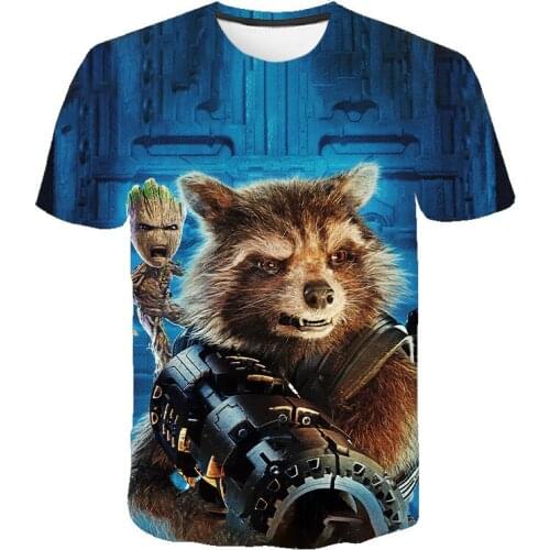 Summer mens shirt short sleeve 3D printing men and women short sleeve T-shirt galaxy movie guardian big boy short sleeve