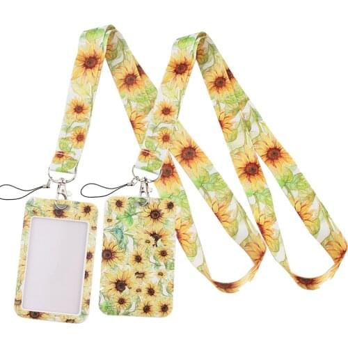 LT29 Van Gogh Sunflower Flower Lanyard Credit ID Badge Holder Key Rings Bag Student Women Travel Bank Bus Card Cover Keychain