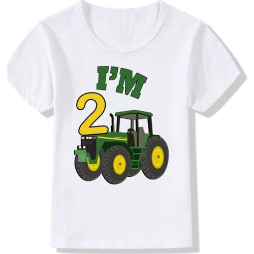 Boy Cute Farm Theme Tractor 1-10 Birthday Number Print T Shirt Kids Birthday Boy&Girl Funny Gift Tshirt Present Children Clothes