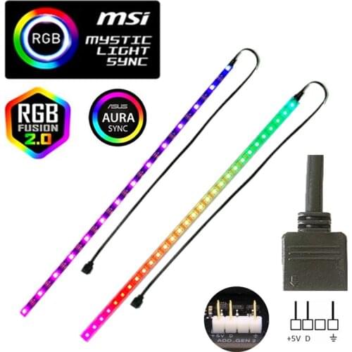 PC WS2812B Addressable Pixel RGB LED Strip For ASUS Aura SYNC,MSI Mystic Light,GIGABYTE Fusion2.0 5V 3Pin Header on Motherboard