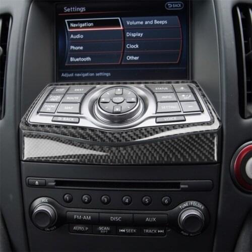 Multi Media NAVI Button Panel Frame Cover Trim for Nissan 370z 2009+ Carbon Fiber Interior Decoration Car Accessories Stickers