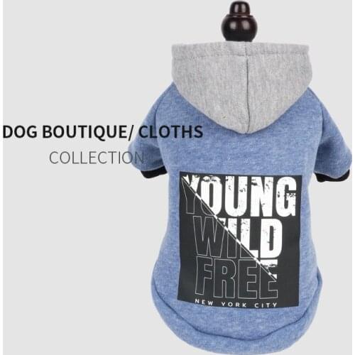 New Fashion English Alphabet Pet Clothing Dog Autumn And Winter Two-Legged Hooded Sweater Small Dog Plus Velvet Clothes