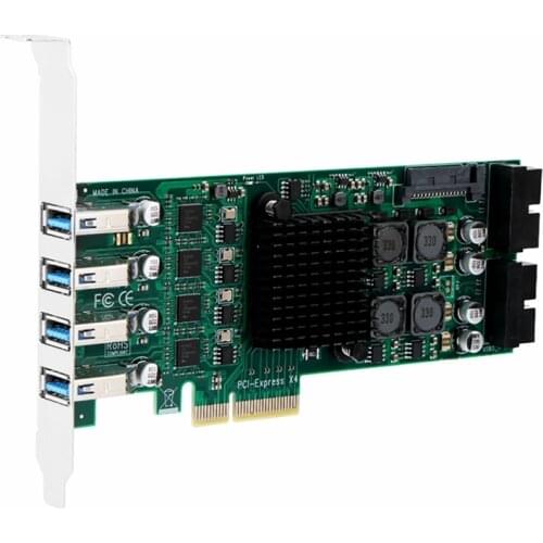 PCI-E to USB 3.0 8 Port Expansion Card Independent 4-Channel Supports Industrial Cameras and Cameras PCI-E Riser Card
