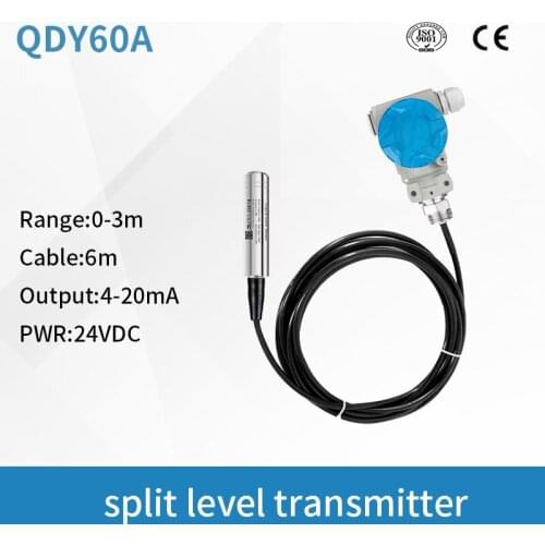 QDY60A 3m range 6m cable 4-20mA output Submersible liquid level transmitter hydrostatic diesel fuel tank level sensor