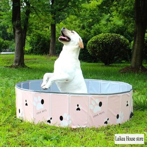 PVC Folding Bathtub Pet Pool Dog Bathtub Pet Supplies Cat and Dog Bathtub Blue and Pink Color Wear Resistant Material