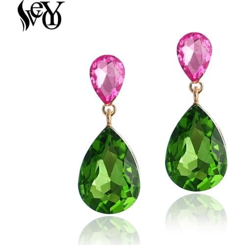 VEYO Classic Crystal Ear clip Drop Earrings Party Wedding Earrings for Women Fashion Jewelry Wholesale New