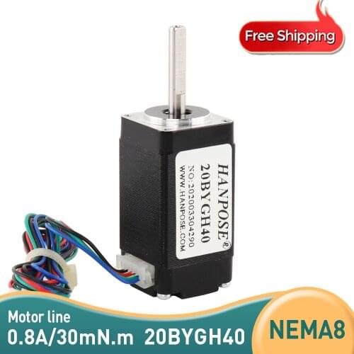 1PCS Nema8 Stepper motor 40mm 0.8A 1.8 degrees for new CNC router and 3D printer （20BYGH40）step motor