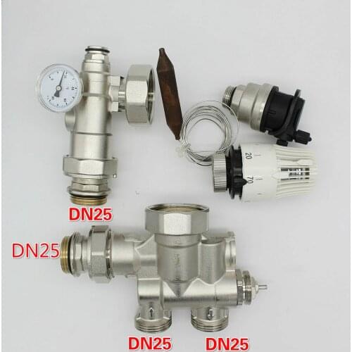 Mixing module for the connection of floor heating systems DN25 for circle pump