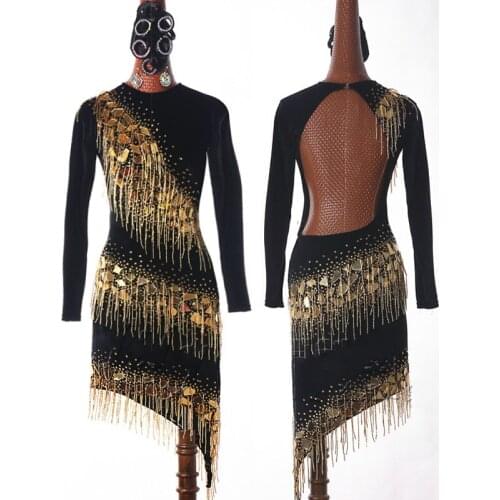 High end Latin Dance Dress Mirror Dress Dance Costume Custom Dance Clothing Ladies Women Ballroom Dance Competition Dresses 224