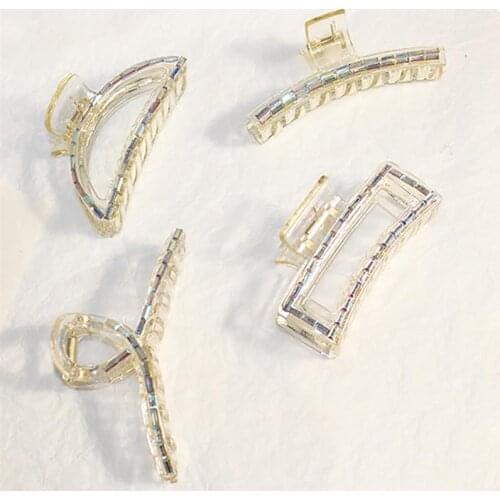 2021 New Rhinestone Hair Clips Hair Jaw Clip Retro Hair Accessories Hair Pins Hairpin Hair Crab Plastic Hair Claw Clamp Barrette