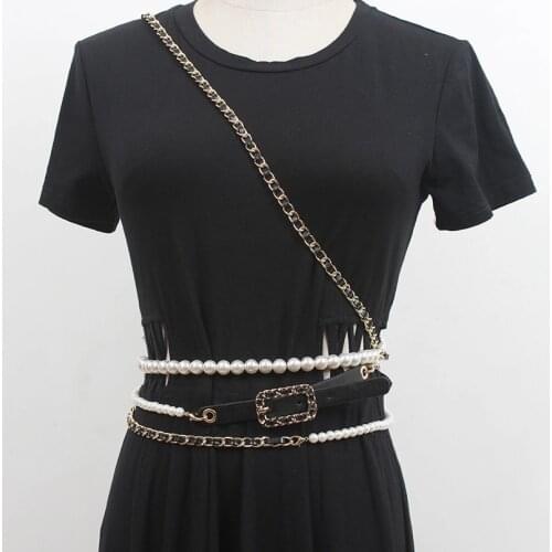 Womens belt pearl waist chain belt designed for luxury brand evening dress jeans skirt accessories